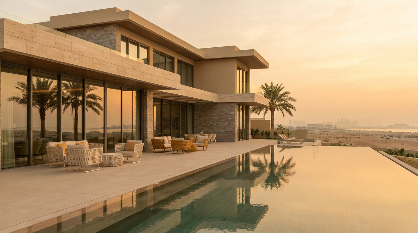 A private residence at golden hour